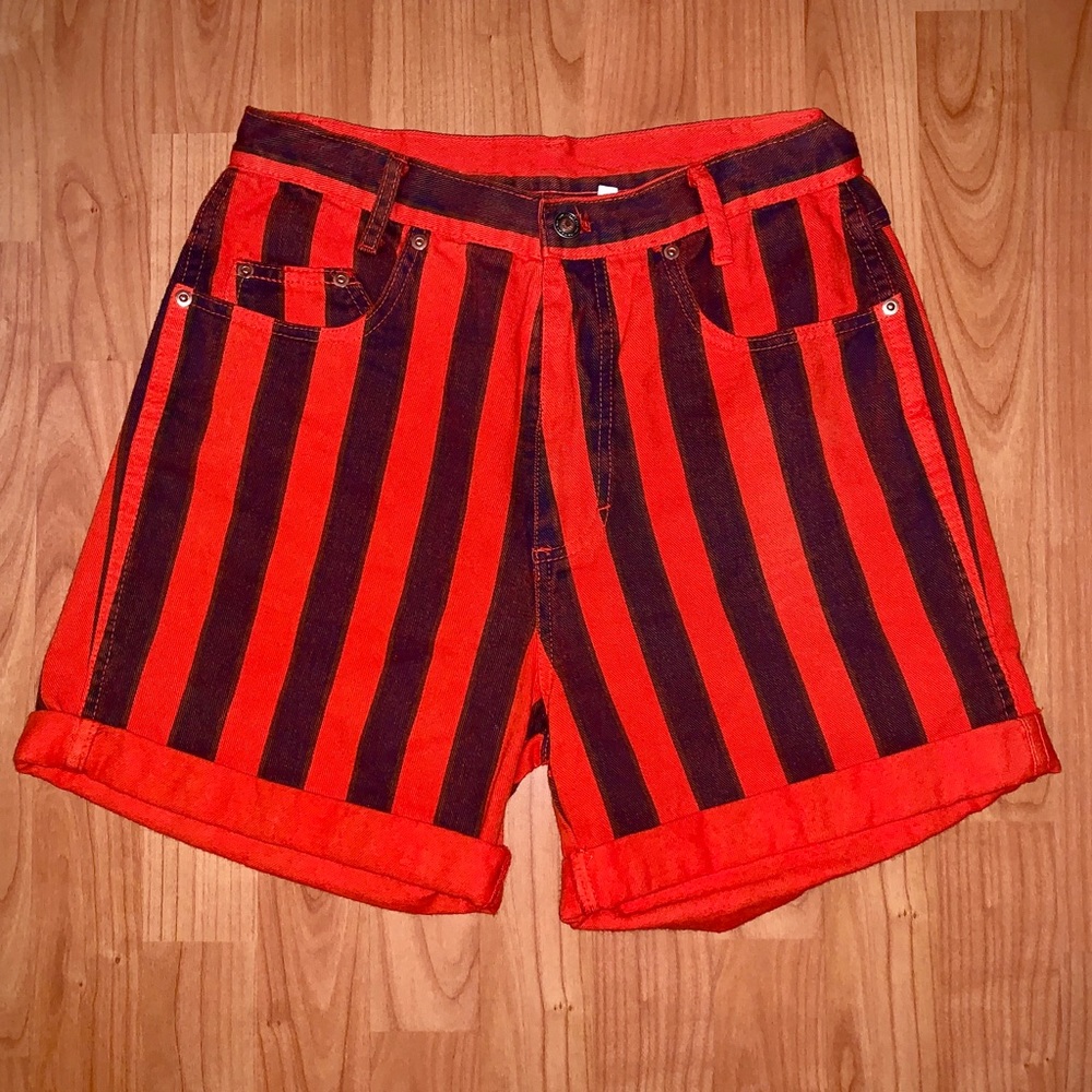 Vintage 90's Hi Waist  Stripe black and red